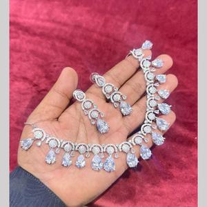 Conjunto de collar de diamantes americanos Chapado en plata 11151700WH Joyería fina elegante - Product Image 1