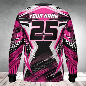 Maillot de course personnalisé à manches longues rose et noir pour motocross, avec nom et numéro personnalisés, équipement de course MX unisexe OEM - Product Image 2