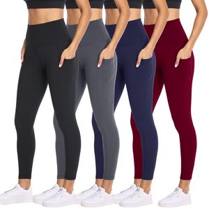 Leggings de yoga athlétiques pour femmes, taille mi-haute, unis, sans coutures, super doux, respirants, en polyester/tissu écologique, taille élastique - Product Image 1