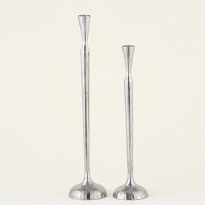Wholesale Modern Aluminum <b>Silver</b> Taper Candle Holder Set Minimalist Metal <b>Candlestick</b> Stand for Luxury Hotel Dining Decor - Product Image 1