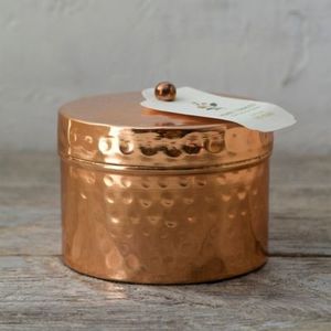 High Quality Handmade Hammered Copper <b>Candle</b> Jar with lid Polished Natural Finish 5 oz Christmas Luxury Empty Round Container - Product Image 1