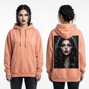 Hoodie Tie-Dye Personnalisé pour Femme, Coupe Courte, Ourlet Brut, Effet Délavé à l'Acide, Motif Fille Gothique Anime Vampire, Pull Streetwear, Fabricant - Product Image 6