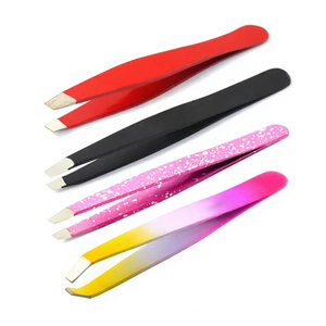 New Professional Womens Beauty <b>Eyebrow</b> <b>Hair</b> <b>Removal</b> Tweezers 4pcs Slanted Tip Eyelash Tweezers Stainless Steel Waterproof - Product Image 1