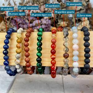 สร้อยข้อมือลูกปัดพลอยทรงกลมทำมือ - Product Image 5