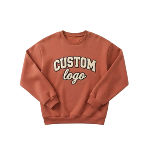 Premium Chenille 3D Lettering Patch Women's 100% Cotton Knitted Crewneck Streetwear Logo Hoodies with Custom OEM Sweatshirt - Product Image 5
