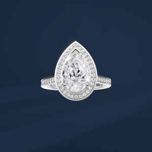 Anillo de Diamantes con Corte Pera de Platino PT900 para Mujer, Certificado IGI, Color D Natural, Anillo de Compromiso de Lujo con Halo de Piedras Laterales - Product Image 3