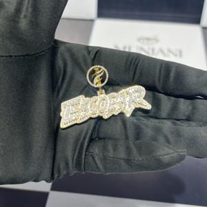 Collier Hip Hop avec pendentif lettre en diamant glacé plaqué or, bijoux de rappeur, breloques de fête certifiées IGI - Product Image 1