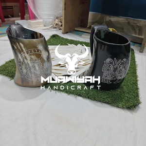 แก้วเขาสัตว์คุณภาพดีที่สุด ขัดเงา เป็นมิตรกับสิ่งแวดล้อม พร้อมลายแกะสลักสไตล์ไวกิ้ง ของขวัญทางธุรกิจ แก้วเบียร์กาแฟแบบกำหนดเอง ราคาดีที่สุด - Product Image 2