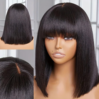 Meilleure vente qualité supérieure brillant extrémités Bob perruque devant en dentelle extensions de cheveux humains os droit tissage extensions de cheveux