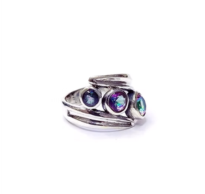Anillo de Plata de Ley 925 de Lujo con Topacio Místico Facetado Redondo, Precio de Fábrica, Proveedor al por Mayor - Product Image 2
