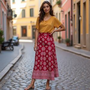 Falda envolvente gitana Bohemia artesanal hecha a mano para mujer, moda de calle alta, cubierta Floral de copo de nieve en cascada, traje de baño - Product Image 4