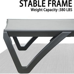Juego de 3 Sillas de Patio de Aluminio y Polipropileno para Exteriores con 5 Posiciones Ajustables y Mesa Lateral para Tomar el Sol - Product Image 5