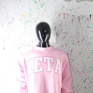 Sweat-shirt à col montant ZETA PINK 100% BLANC avec broderie appliquée, col large, CLUSH SPORTS - Product Image 3