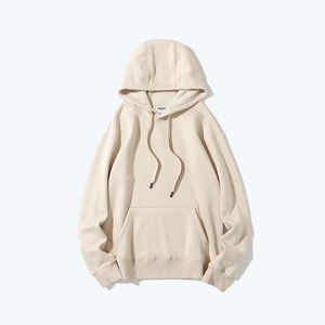เสื้อฮู้ดดี้โอเวอร์ไซส์ผู้ชาย สีดำล้วน ผ้าฝ้ายฟลีซ สวมใส่สบายๆ สำหรับฤดูใบไม้ร่วง มีกระเป๋าหน้าและเชือกผูก - Product Image 4