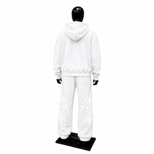 <b>Men</b>’s <b>White</b> Star Graphic Tracksuit Hoodie And <b>Jogger</b> Set Streetwear Pullover Hooded Sweatshirt Matching Sweatpants Two Piece Fit - Product Image 2