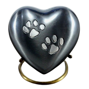 Paw Print Heart Shape Personalized <b>Memorials</b> <b>Keepsake</b> Cremation Urn with Stand Decorated Metal Burial Funeral Urns - Product Image 4