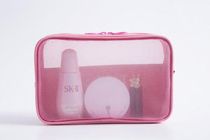 Custom Logo Travel Wash Zipper Nylon Cosmetic Pouch <b>Transparent</b> Clear Mesh <b>Makeup</b> <b>Bag</b> Waterproof Travel Toiletry Organizer <b>Bag</b> - Product Image 4