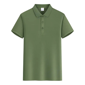 Polo de Manga Corta Verde para Hombre, Color Sólido, Tejido Oxford, Cierre de Botones, Corte Regular, Estilo Casual - Product Image 4