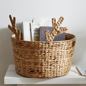 Cestas decorativas con ambiente navideño, cesta de jacinto de agua natural con renos, precio directo de fábrica - Product Image 2