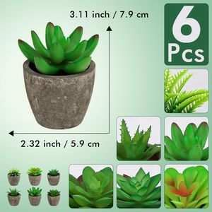 Set di 6 Piante Artificiali Realistiche, Piccole Succulente Finte con Vasi, Vegetazione Artificiale Realistica per Arredamento Casa - Product Image 2