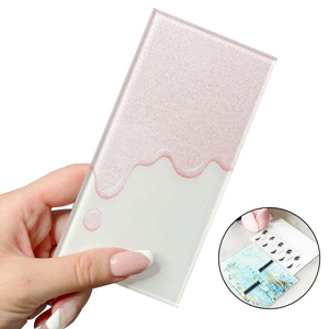 Vente en gros de tuiles rectangulaires pour extensions de cils en acrylique, écologiques, professionnelles, motif chat noir mignon, de haute qualité, avec paillettes roses - Product Image 6