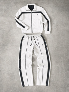 Custom Streetwear <b>White</b> Full <b>Zip</b> Piping Panel Contrast Hoodies Sets Men Heavyweight 450 GSM Warmup Winter Training Jogging Wear - Product Image 3
