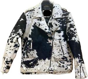 Veste d'équitation en cuir véritable avec poils de vache, grande taille, pour garçons, veste en cuir à franges personnalisée pour hommes, élégante - Product Image 2