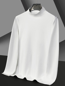 Camiseta de Manga Larga para Hombre, Color Sólido, Cuello Medio Alto, de Terciopelo, Cálida, para Otoño e Invierno, Venta al Por Mayor para Comercio Exterior - Product Image 6