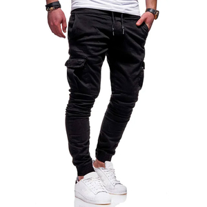 Men Lightweight Polyester Mid-Waist Cargo Jogger Pants Drawstring Closure Multiple Pockets Breathable Woven Trousers Casual - Product Image 6