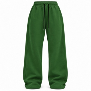 Pantalon de jogging ample décontracté pour femme en molleton doux mélangé coton avec cordon de serrage à la taille et poches - Product Image 1