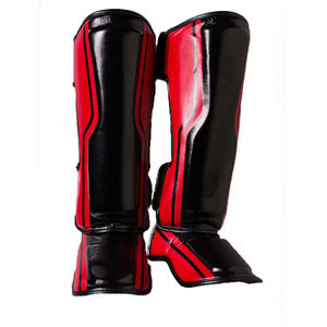 Protège-tibias en cuir PU personnalisés avec design élastique pour enfants et adultes, entraînement MMA, Muay Thai, Kickboxing - Product Image 5