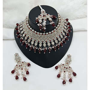 Jewelemarket Fashion Jewelry <b>Set</b> Sparkle Austrian Stone Pearl and Beads Designer Choker Necklace 10575419BLP - Product Image 4