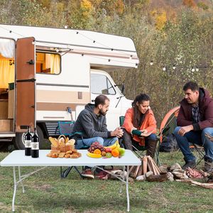Tavolo Pieghevole Portatile Bianco da 6 Piedi, Alta Capacità di Carico, Tavolo in Plastica per Campeggio, Picnic e Feste - Product Image 6