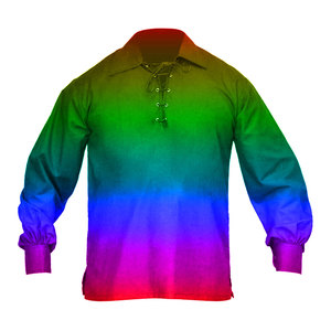 Men's <b>Rainbow</b> Gradient Ghillie Kilt <b>Top</b> Costume Lace Up Long Sleeve for Cosplay Halloween Gothic Outfit - Product Image 1