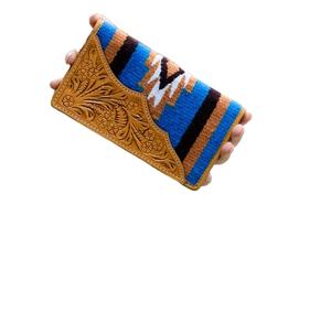 Women's Bohemian Wristlet Clutch Quilted Animal Prints Made New Zealand Wool Genuine Leather Trim for Winter Travel - Product Image 3