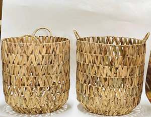 Vietnam Woven Water Hyacinth Laundry <b>Basket</b> Handmade Natural Fiber <b>for</b> Clothes Storage Bedroom <b>Bathroom</b> and Home Decor - Product Image 5