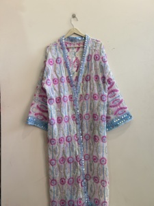 เสื้อคลุมกิโมโนสไตล์โบฮีเมียนปักลายฮิปปี้แบบยาว งานฝีมือวินเทจ - Product Image 2