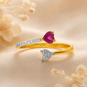Anillo Abierto de Lujo con Diseño de Dos Turmalinas Redondas, Chapado en Oro, con Engaste de Garras, para Mujer, 10K, 14K, 18K, para Bodas y Fiestas - Product Image 1