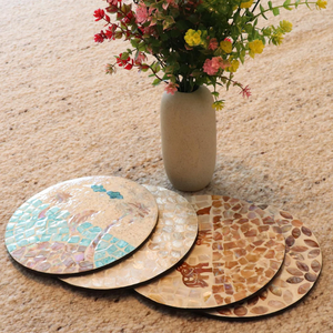 Luxury Pearl Inlay Plate <b>Chocolate</b> Cake Buffet Display Handcrafted Sea <b>Shell</b> Mosaic Tabletop Decoration Wholesale - Product Image 5