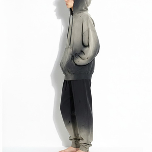 Ensemble de survêtement personnalisé effet délavé pour homme, style vintage, sweat à capuche et pantalon de jogging, deux pièces - Product Image 2