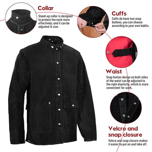 Veste de soudeur en cuir de vachette pleine fleur ignifuge de haute qualité, résistante, pour la lutte contre les incendies et les travaux FR - Product Image 3