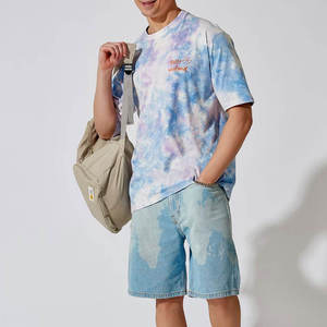Camiseta de Hombre con Estampado Tie Dye, Manga Corta, Algodón, Estilo Casual Urbano, Corte Regular, Ropa de Verano - Product Image 3