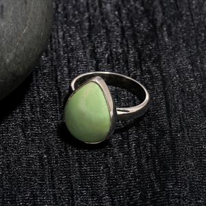 Anillo de Plata de Ley 925 con Gema de Crisoprasa Limón, Corte Pera, Plateado, para Boda, Compromiso, Fiesta y Aniversario - Product Image 2
