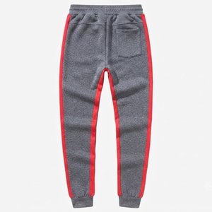 Custom Men's Gray <b>Red</b> Color Blocking Hooded Tracksuit Set Casual Knitted Cotton Autumn Wear Activewear Joggers Sweatshirt Pants - Product Image 6