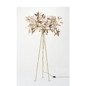Lampe de sol en métal à feuilles dorées E27 LED blanc chaud design contemporain pour salon - Product Image 1