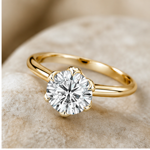 Anillos de Diamantes Solitarios de Moissanita en Oro de 14K para Mujer, con Engaste de Seis Puntas, para Compromiso, Boda, Aniversario o Propuesta - Product Image 4