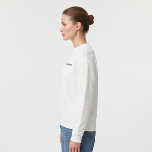 Custom Women's Crew Neck Fleece Pullover Sweatshirt solid <b>white</b> color Soft Cotton Long <b>Sleeve</b> Casual Winter <b>Top</b> for Wholesale - Product Image 2