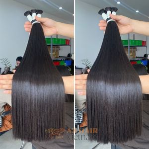 Black Bulk Human <b>Hair</b> Extensions Super Double Drawn Raw Unprocessed Full Cuticle Aligned Vietnamese <b>Hair</b> - Product Image 3