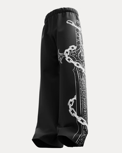 Pantalones de chándal unisex de moda para hombre, con estampado personalizado, efecto desgastado por el sol, corte acampanado, cintura elástica, estilo streetwear, lavado ácido, holgados - Product Image 3