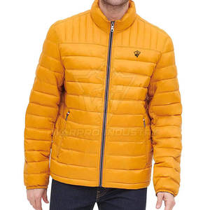 Veste matelassée moutarde pour homme, col montant, fermeture éclair, style décontracté, pour l'automne, en polyester rembourré, coupe classique - Product Image 4